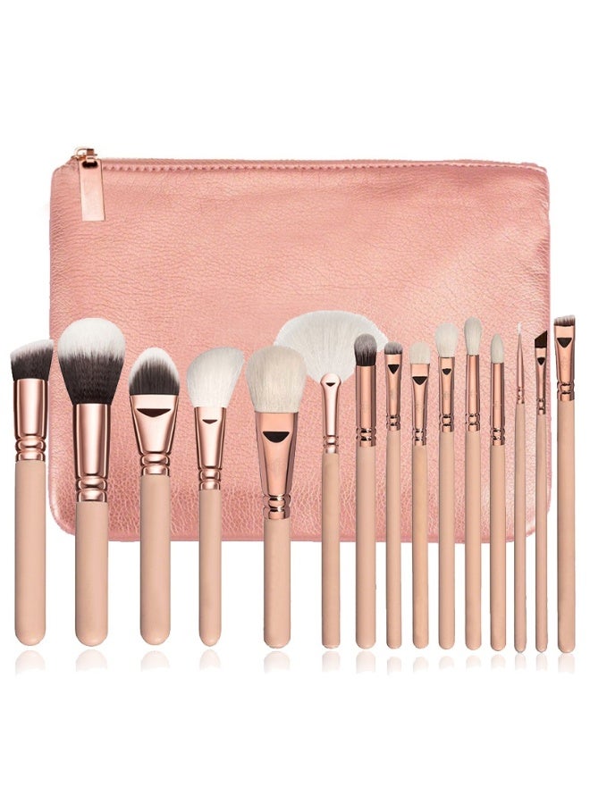 مجموعة فرش مكياج فاخرة من زويفا   تتكون من 15 قطعة - فرش مكياج صوفية للنساء